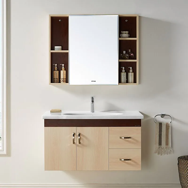 Light Grey Modern Solid Wood Bathroom Cabinet Sets