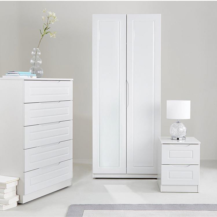 2 Door White Home Furniture MDF Wood Storage Bedroom Cheap New Wardrobe
