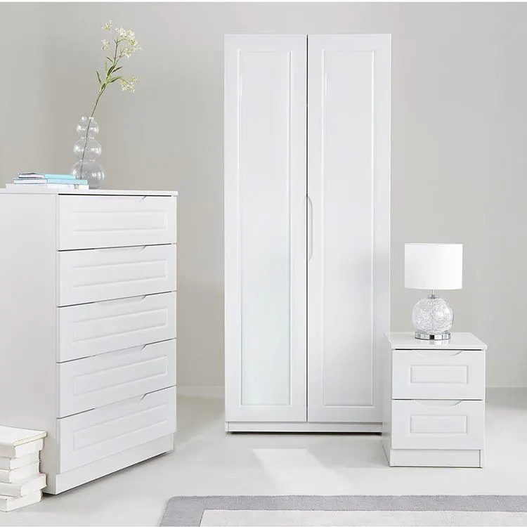 2 Door White Home Furniture MDF Wood Storage Bedroom Cheap New Wardrobe