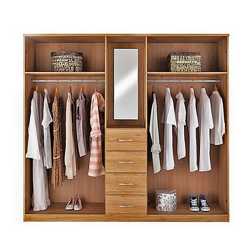 Cheap Classical Wood Bedroom Clothes Wardrobe Closet Design With Mirror