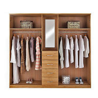 Cheap Classical Wood Bedroom Clothes Wardrobe Closet Design With Mirror